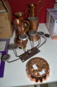 Copper Jugs, Candelabra, etc.