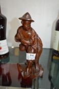Carved Wooden Oriental Fisherman