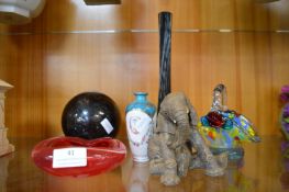 Glass Witches Ball, Coloured Glass Vases, Elephant, etc. (AF)