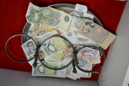 Assorted Banknotes Including British £1 Notes etc.