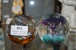 Two Glass Paperweights