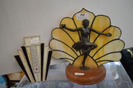 Art Deco Leaded Glass Lamp and Thermometer