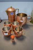 Copper Tankards and Teapot