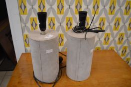 Pair of Suede Covered Table Lamp Bases