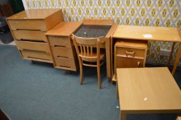 Vintage Stag Sea Range Chest of Drawers, Desk, and Assorted Small Furniture