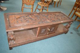 Chinese Carved Wooden Coffee Table with Lower Storage