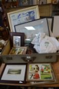 Vintage Suitcase Containing Framed Pictures, Print