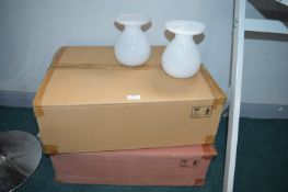 Eighteen White Glass Vases