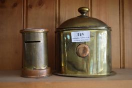 Brass Moneybox and Tea Caddy