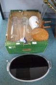 Glass Vases, Tray, etc.