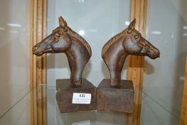 Pair of Metal Effect Composite Horse Head Ornaments