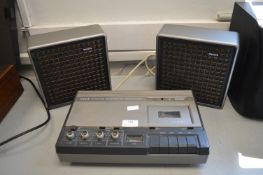 Vintage Philips N2412 Stereo Cassette Recorder with Speakers