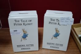 Two Wedgwood Beatrix Potter Moneybox Bookends