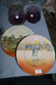 Two Royal Doulton Plates and Two Glass Dishes