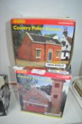 Two Hornby O Gauge Buildings: Fire Station, and Police Station