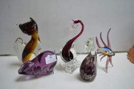 Five Coloured Glass Paperweights