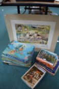 Vintage Jigsaw Puzzles and a Hunting Print