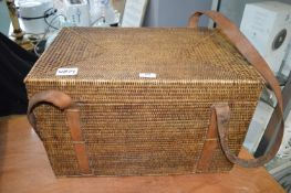 Woven Basket Box with Leather Straps