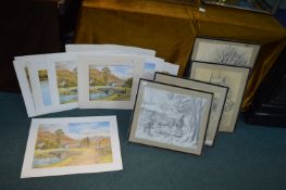 Framed Pictures and Prints Including Pencil Sketches etc.