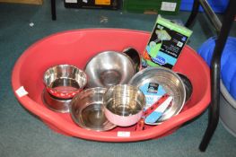 Dog Bed and Feeding Bowls