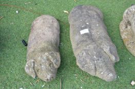 Two Concrete Pig Garden Ornaments