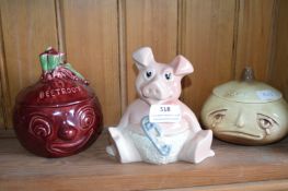 Two Sylvac Pickle Jars, and a Nat West Piglet Mone
