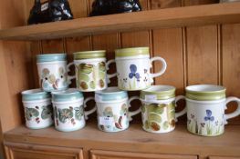 Eight Vintage Denby Mugs