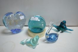 Five Coloured Glass Paperweights