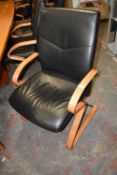 *Nine Black Leatherette& Wood Chairs to Suit Conference Table Lot 368