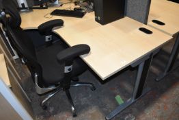 *L-Shape Desk with Three Drawer Cabinet, and an Operators Chair