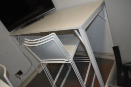 *White High Table 160x70cm x 110cm high with Three White Chairs