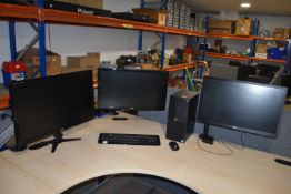 *Dell OptiPlex 3050 PC (hard drive removed) with Three Monitors, Keyboard, and Mouse