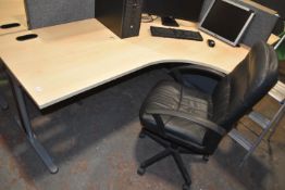 *L-Shape Desk with Three Drawer Cabinet, and an Operators Chair