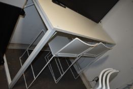 *White High Table 160x70cm x 110cm high with Two White Chairs