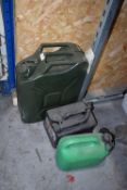 *20L Jerry Can and Two Plastic Fuel Cans