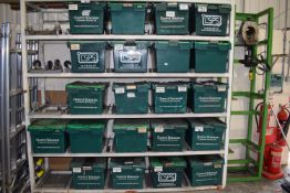 *Twenty Plastic Lidded Containers and Dollies