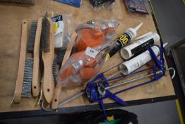 *Five Wire Brushes, Two Oil Cans, and Two Mastic Guns