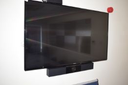 *Panasonic Wall Mounted TV with Poly Conference Camera, and Lenovo ThinkCentre PC (intel i5) with