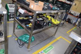 *Stainless Steel Three Tier Mobile Storage Unit 145x80cm x 112cm tall (contents not included)