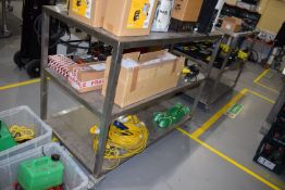 *Stainless Steel Three Tier Mobile Storage Unit 144x80cm x 113cm tall (contents not included)