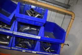 *Eight Boxes Containing 2”, 2.5”, and 3” Stainless Steel Pipe Fittings