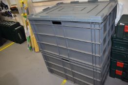 *Two Stackable Plastic Crates with One Lid
