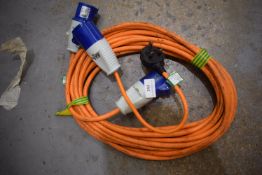 *240v Four Pin & Earth Extension Cable and Adapter Plug & Socket