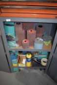 *Steel Storage Cabinet Containing Assorted Abrasive Papers, Pads, and Discs