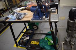 *Armorgard Tough Bench Folding Tubular Bench with Multi Access Engineers Vice (contents not