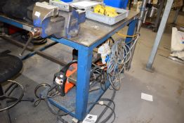 *8ft x 4ft Steel Workbench on Castors Fitted with Record No.6 Vice