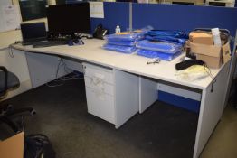 *Light Grey Workstation Comprising Shaped Desk with Lefthand Return 160x100cm, Standalone Three