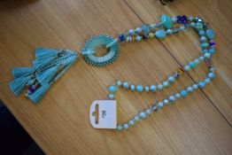*Long Beaded Necklace in Green