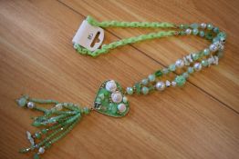 *Long Beaded Necklace in Lime