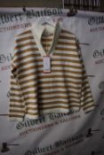 *Gianni Feraud Tan & Cream Stripe Half Zip Top Size: M